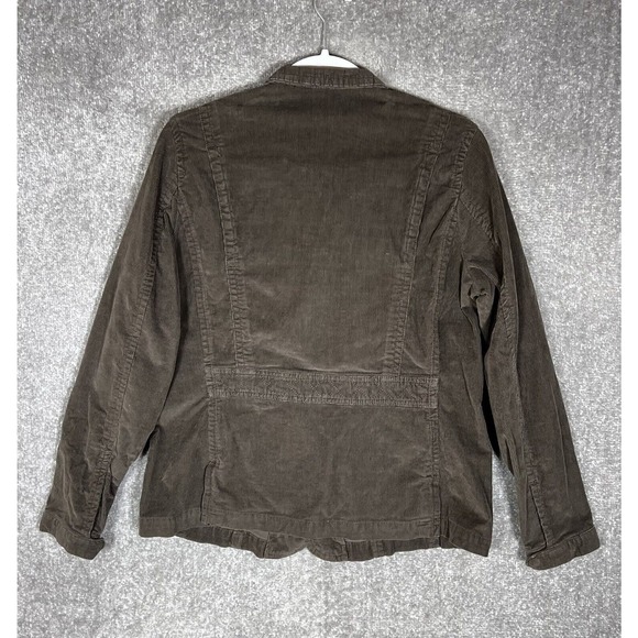 Eddie Bauer Corduroy Button Front Jacket Coat Womens Size Large Stretch Pockets - Picture 2 of 9